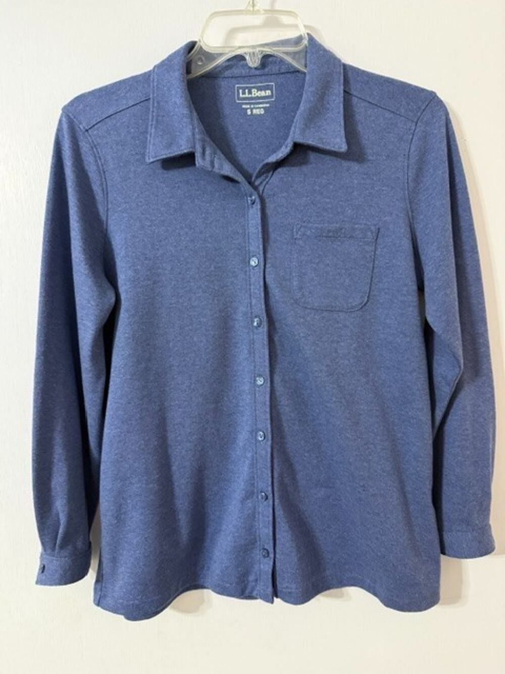 L.L. Bean Women's 100% Cotton Button Up Chest Pocket Long Sleeve Shirt-Size S